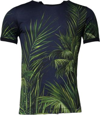 Dolce & Gabbana Blue Tree Print CrewNeck Short Sleeve Mens T-shirt