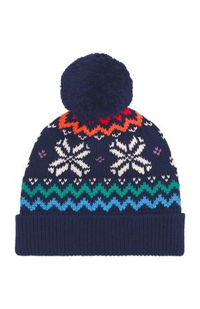 primary Baby Rainbow Snowflake Fair Isle Beanie in Navy Snowflake Fair Isle at Nordstrom, Size 12-24 M