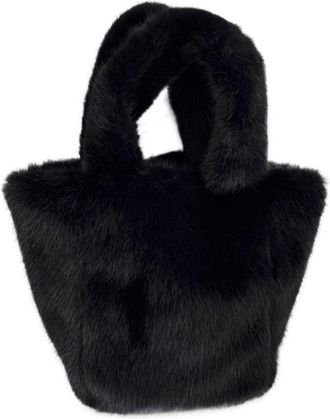 Generic Womens Plush Bags Handbag Womens Autumn Winter Sensation Pure Color Plu Handheld Bag Neutral Sle Magneti(Black)