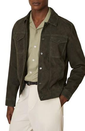 Reiss Nico Goat Suede Jacket in Dark Green at Nordstrom Rack, Size X-Large