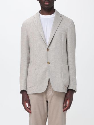 Ermenegildo Zegna Blazer a monopetto chevron seta lino e lana