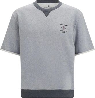 Brunello Cucinelli Melange Stof T-shirt - Heren - Tops - Grijs - Maat: S