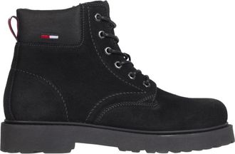 Tommy Jeans Zwarte Su&egrave;de Veterschoenen - Heren - Veterlaarzen - Zwart - 41 EU - Su&egrave;de - Schoenen