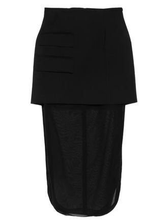 A.W.A.K.E. Basque sheer-layer midi skirt - Black