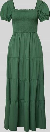 Apricot Maxikleid mit Smok-Details und Karree-Ausschnitt in Gruen, Gr&ouml;&szlig;e XL