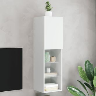 Berkfield Home TV Cabinet with LED Lights White 30.5x30x102 cm