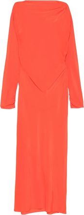 Sir. Abito midi drappeggiato a maniche lunghe - Arancione
