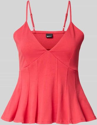 Gina Tricot Tr&auml;gertop mit V-Ausschnitt Modell Peplum in Hellrot, Gr&ouml;&szlig;e XS