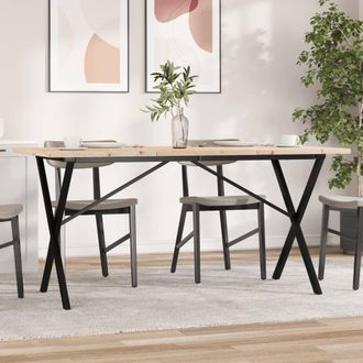 Berkfield Home Dining Table X-Frame 160x80x75.5 cm Solid Wood Pine & Steel in Brown
