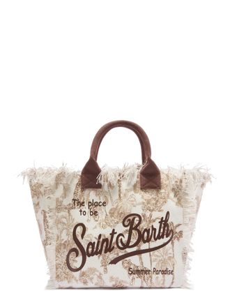 MC2 Saint Barth Jungle-Inspired Cotton Shoulder Bag with Fringed Edges