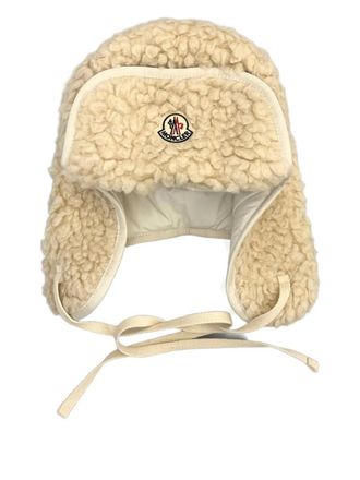 Moncler faux-shearling trapper hat - women - Acrylic/Wool/Polyester - M - Neutrals
