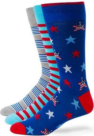 Lorenzo Uomo Assorted 3-Pack Cotton Blend Dress Socks in Royal Blue at Nordstrom Rack