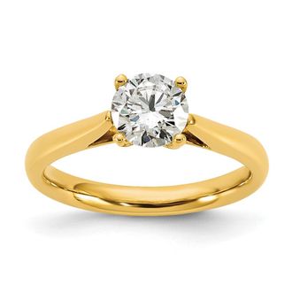 Diamond2Deal 14k Gold 1 Ct Lab Grown Diamond Round Solitaire Engagement Ring
