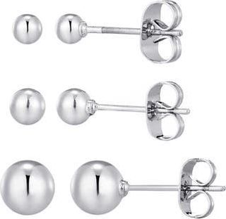 Adornia Set of 3 Tarnish Resistant Ball Stud Earrings in Silver at Nordstrom Rack