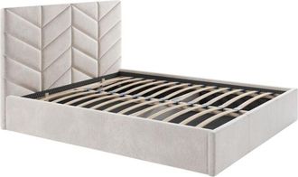 Vente-Unique Letto con contenitore 140 x 190 cm Tessuto testurizzato Panna - JUSTANI