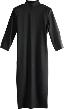 Calvin Klein high-neck three-quarter sleeve dress - women - Silk/Wool - 40 - Black