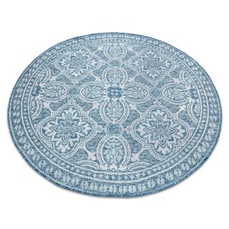 RugsX Rugsx - Alfombra De Cuerda Sisal Loft 21193 Circulo Boho Marfil/plateado/azul Beige Circulo 160 Cm