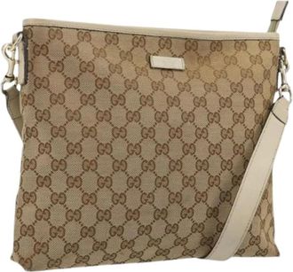 Gucci Pre-owned Cross Body Bags, female, Beige, Size: ONE SIZE Pre-owned Vintage GG Canvas Shoulder Bag