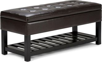 Simpli Home Cosmopolitan 44In Transitional Rectangle Storage Ottoman Bench With Open Bottom
