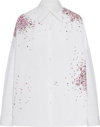 Dries Van Noten Oversized Cotton Shirt With Appliques