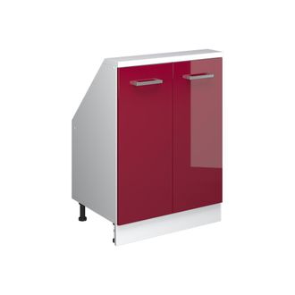 Vicco Armario De Cocina Para Techo Inclinado R-line, Rojo Brillo Intenso/blanco, 60 Cm Con 2 Puertas, Vicco