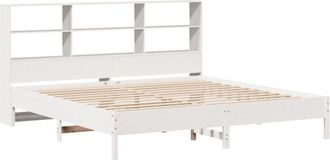 vidaXL Cama con estantería sin colchón madera maciza blanca 180x200 cm Vidaxl