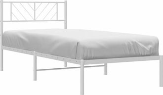 vidaXL Estructura Cama Sin Colch&oacute;n Con Cabecero Metal Blanco 100x190cm Vidaxl