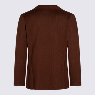 Lardini Textured Wool-Blend Blazer - Brown