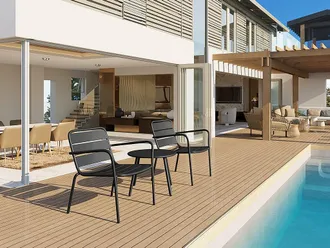 Vente-Unique Salotto da giardino 2 poltrone basse impil. e un tavolo supplementare tondo Metallo Nero - MIRMANDE di MYLIA