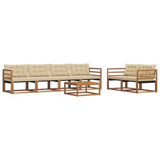 vidaXL Conjunto De Sof&aacute;s De Exterior Con Coj&iacute;n 7 Pcs Natural Y Beige Vidaxl