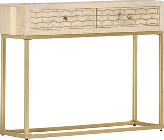 vidaXL Mesa Consola De Madera Maciza De Mango Dorado 90x30x75 Cm Vidaxl