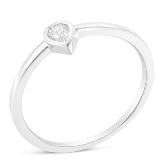 House of Brilliance Silver 1/20 Cttw Diamond Teardrop Pear-Shaped Miracle Set Promise Ring at Nordstrom, Size 6