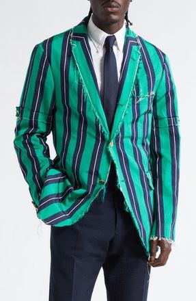 Thom Browne Unconstructed Silk & Cotton Sport Coat in Green at Nordstrom, Size 2