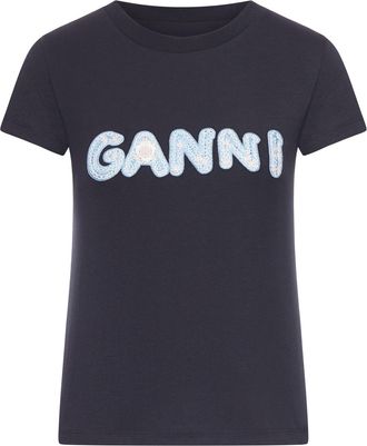 Ganni COTTON T-SHIRT WITH FRONT LOGO - Ganni - Woman