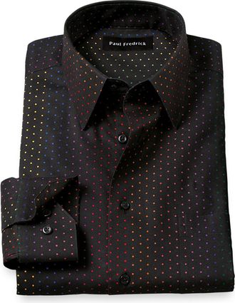 Paul Fredrick Slim Fit Comfort Stretch Non-iron Dot Dress Shirt