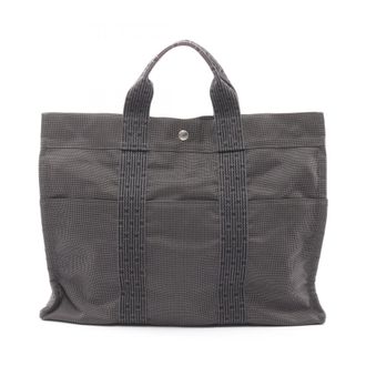 Herm&egrave;s Gray Nylon Canvas Tote Bag (Pre-Owned)