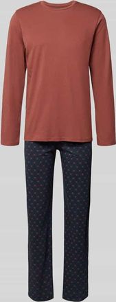 Schiesser Pyjama im Allover-Look in Bordeaux, Größe 48