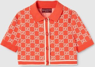 Gucci GG Cotton Jacquard Cropped Cardigan, Orange, Ready-to-wear