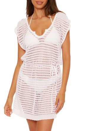 BECCA by Rebecca Virtue Playa Open Stitch Cover-Up Minidress in White at Nordstrom, Size Small