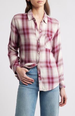 Rails Hunter Plaid Button-Up Shirt in Faded Plum Ivory at Nordstrom, Size X-Small