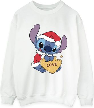 Disney Heren Lilo And Stitch Kerstmis Love Biscuit Sweatshirt (Wit)
