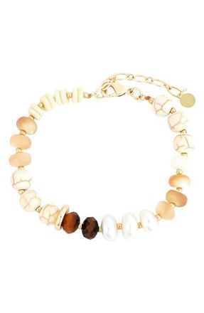 Panacea Mixed Stone & Freshwater Pearl Beaded Bracelet in White at Nordstrom