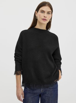 Contemporaine Womens Lace insert open-back sweater
