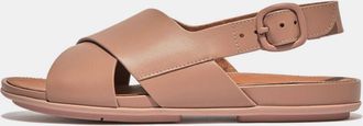 FitFlop Dames Fit Flop Gracie leren sandalen met gekruiste bandjes aan de achterkant in beige