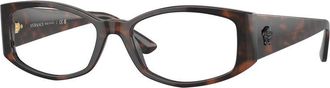Versace Eyeglasses Geometric Full Rim, Havana Frame And Clear Demo Lenses Lens Ve33435429