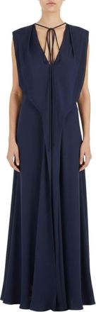 Victoria Beckham Blue V Neck Maxi Dress
