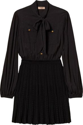 Twin-Set Fitted Bow Tie Puff Sleeve Mini Dress