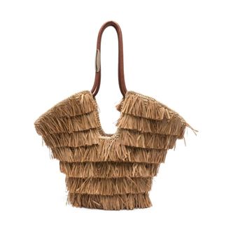 Zimmermann Tassen, Dames, Bruin, ONE Size, Leer, Goldentime Medium Fringe Tote