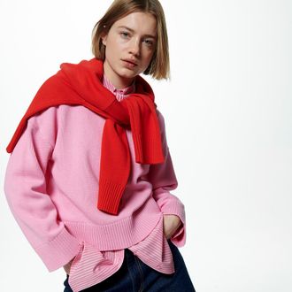 La Redoute Collections Trui met ronde hals, wol en katoenmix