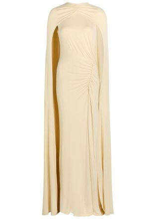 SIMKHAI Demi Draped Cape Jersey Gown - Yellow - 10 (UK14 / L)